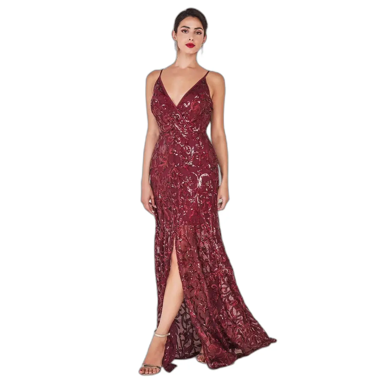 Lange Glitzerkleid Damen Goddiva
