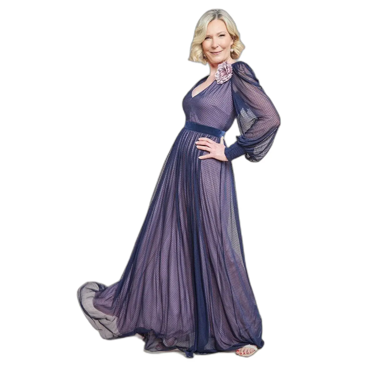 V-neck dress for women Goddiva Dobby