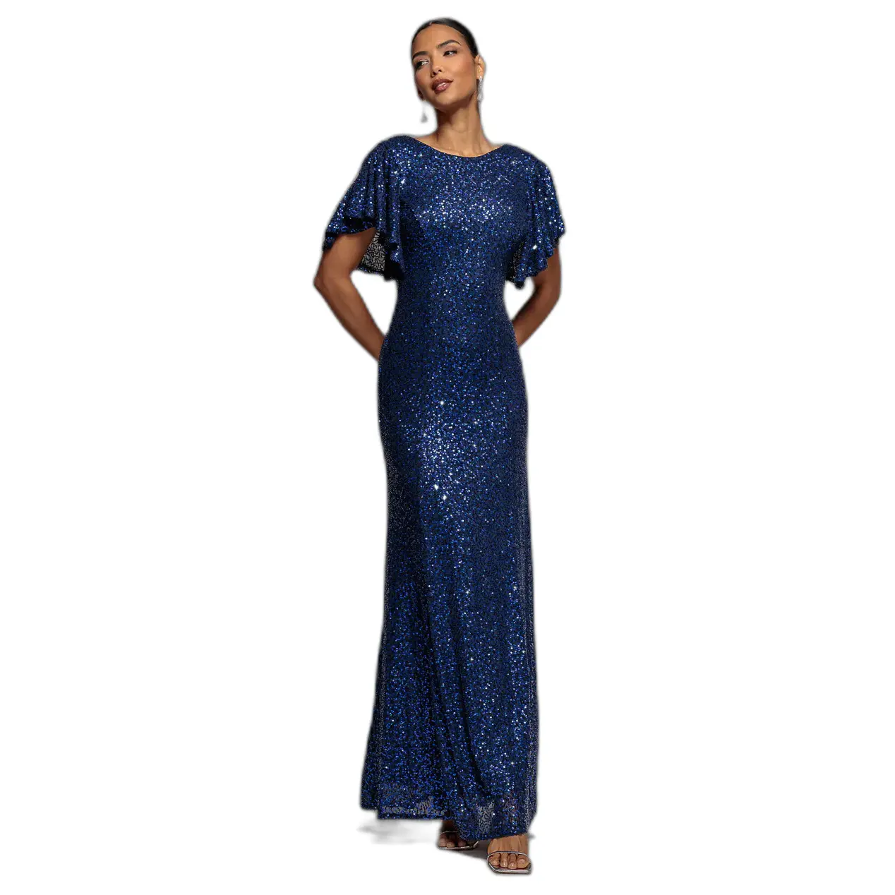 Image of Damenfigurbetonendes Kleid mit schwebenden Ärmeln Goddiva