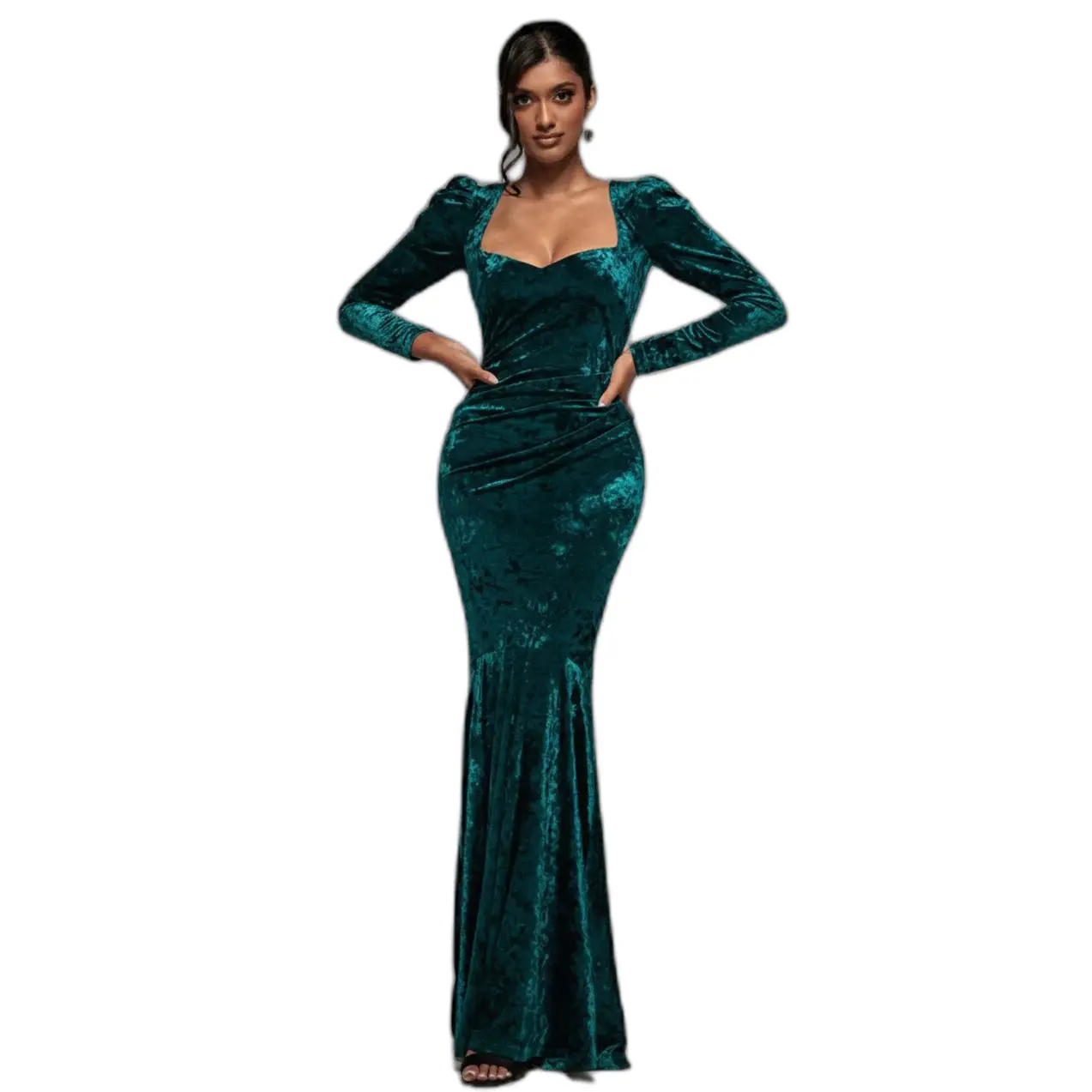 Image of Maxi Weibliche Velours Weit Denkende Kleid Goddiva