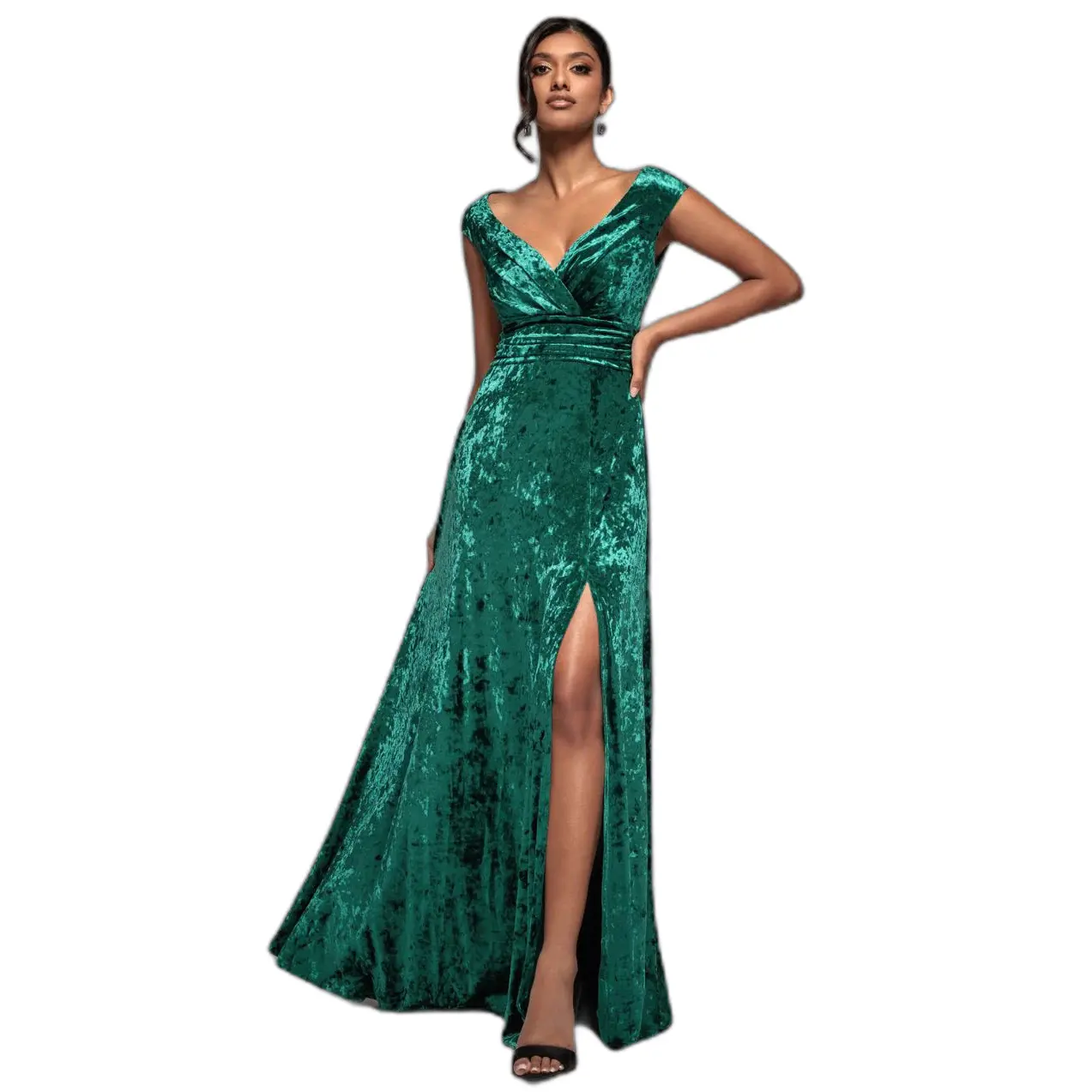 Robe longue cache-cœur Bardot donna