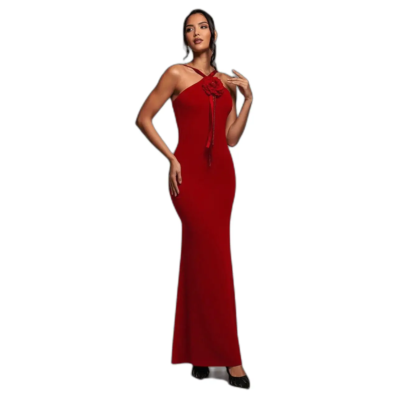 Women's Long Swim Neckline Dress Goddiva