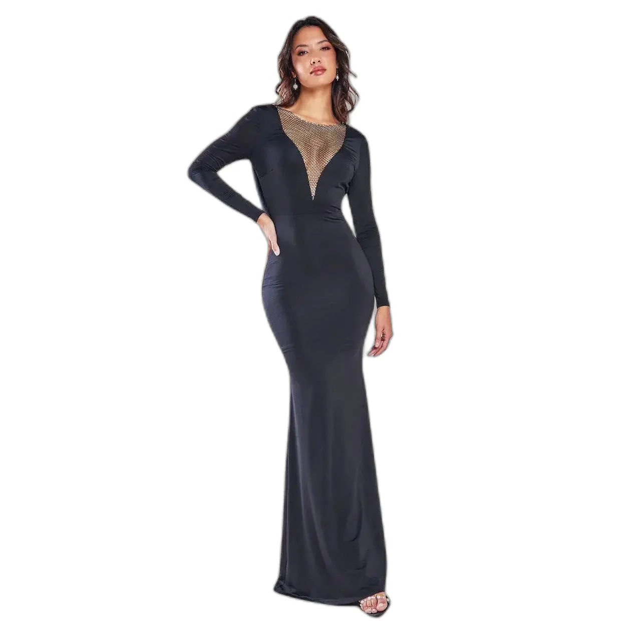 Image of Lange Robe mit Hängendem Ausschnitt Damen Goddiva