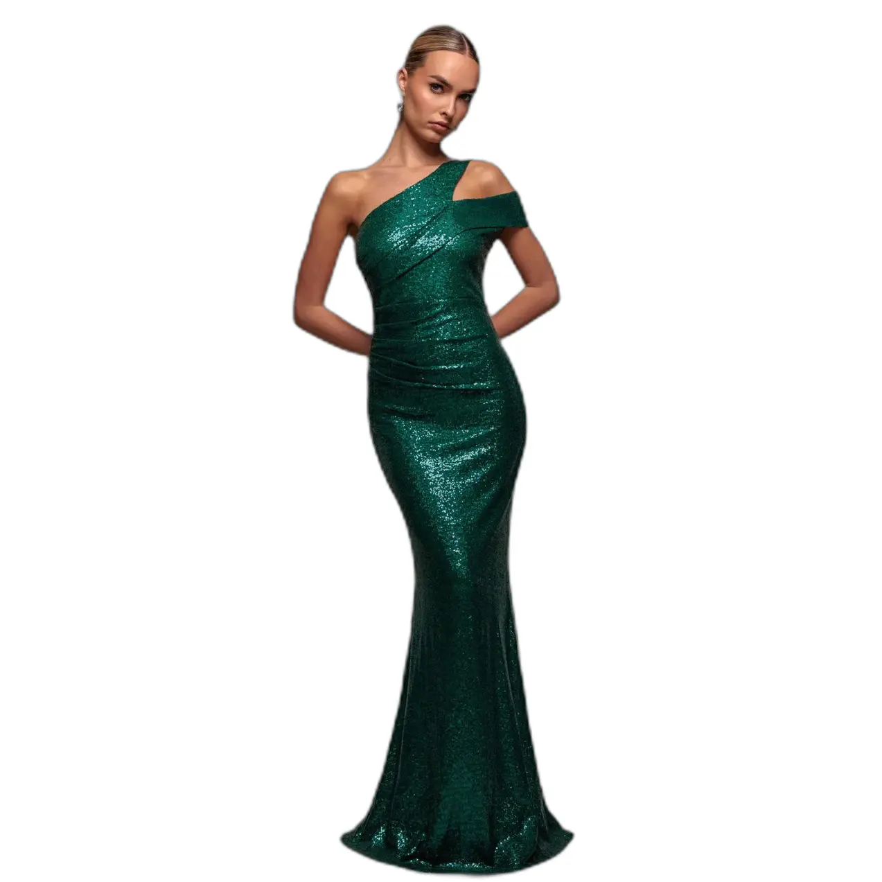 Image of Lange Glitzerabendkleid mit einem Träger Damen Goddiva