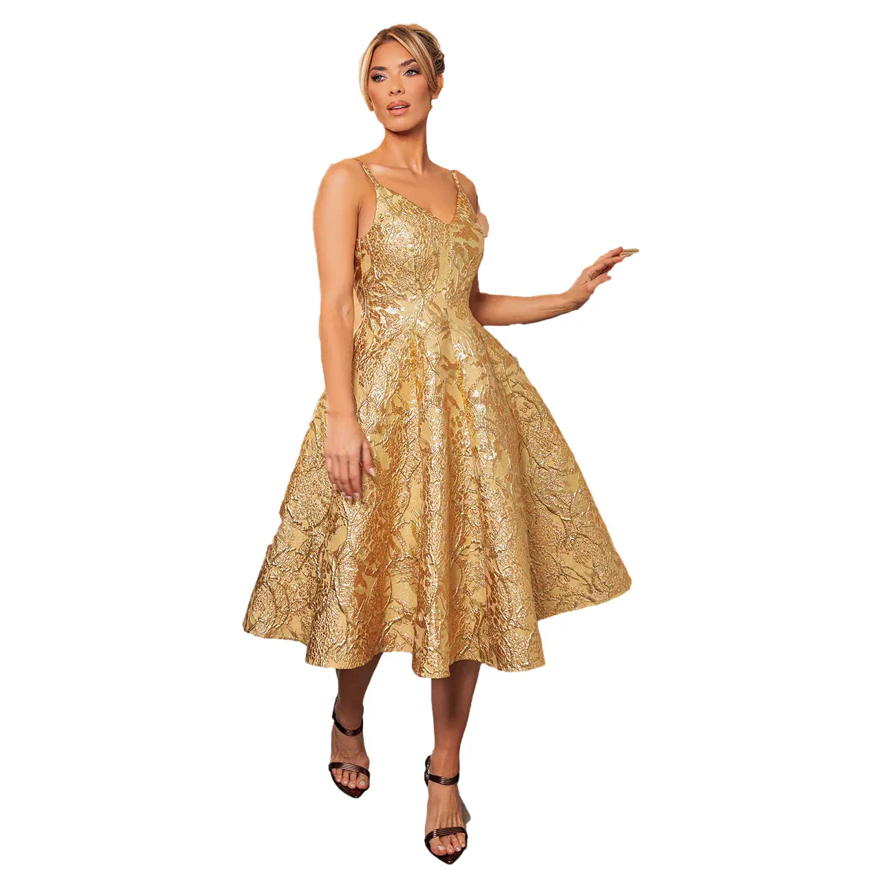 Vestito a pieghe da donna  A-line Midi