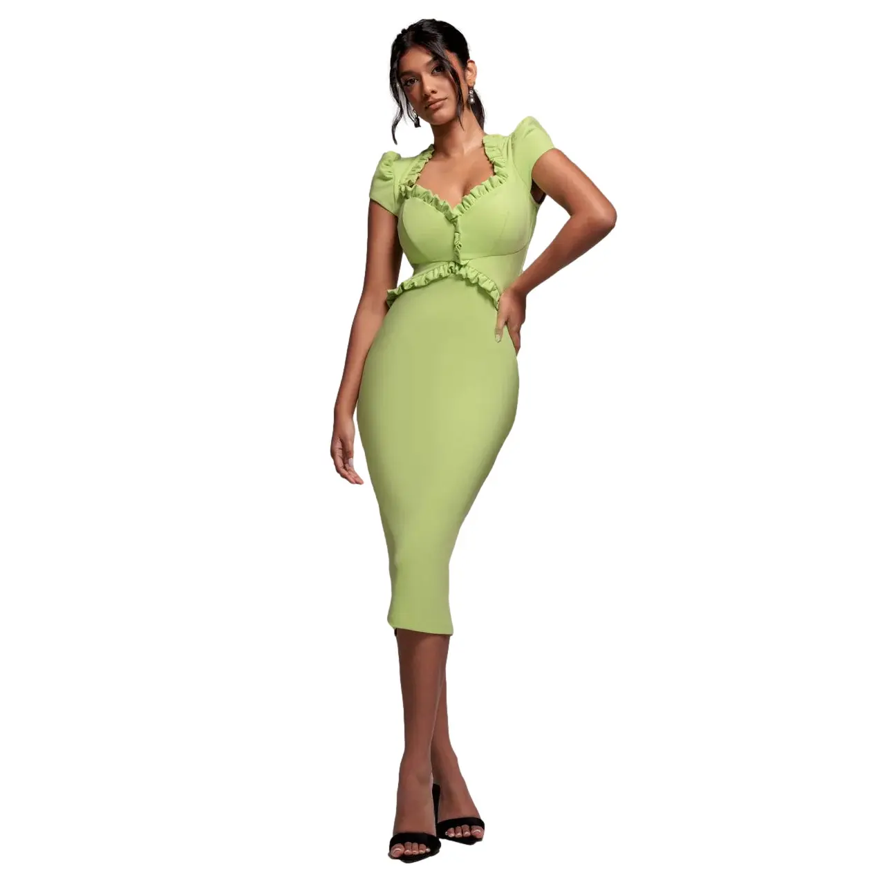 Eng anliegendes Kleid für Damen Goddiva Frill Edge