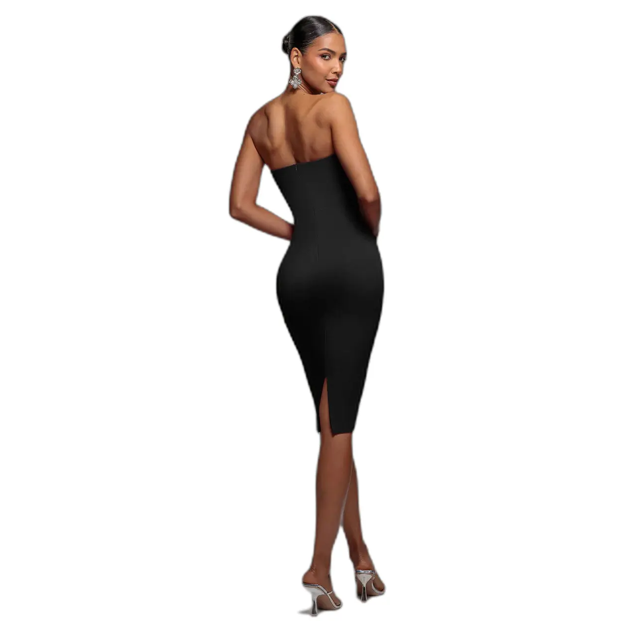 Image of Gekräuschte Satin-Oberteilkleid Damen Goddiva Scuba Crepe