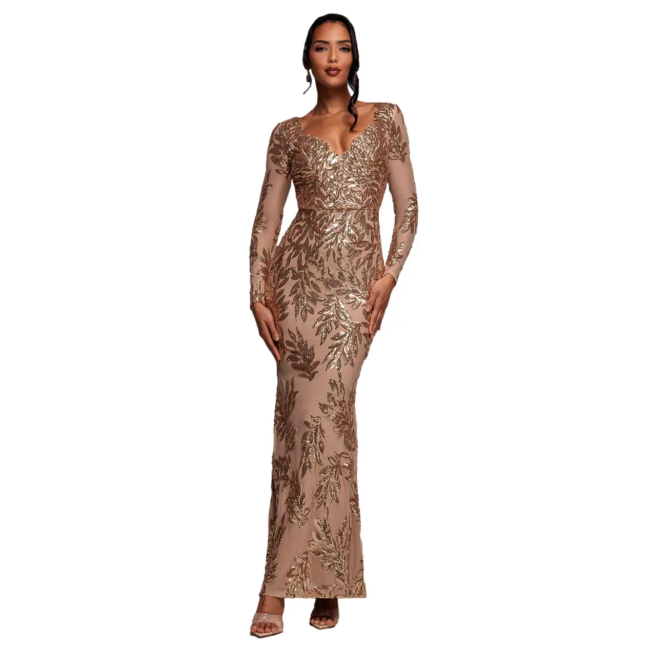 Kleid Damen Goddiva Sequin Leaf