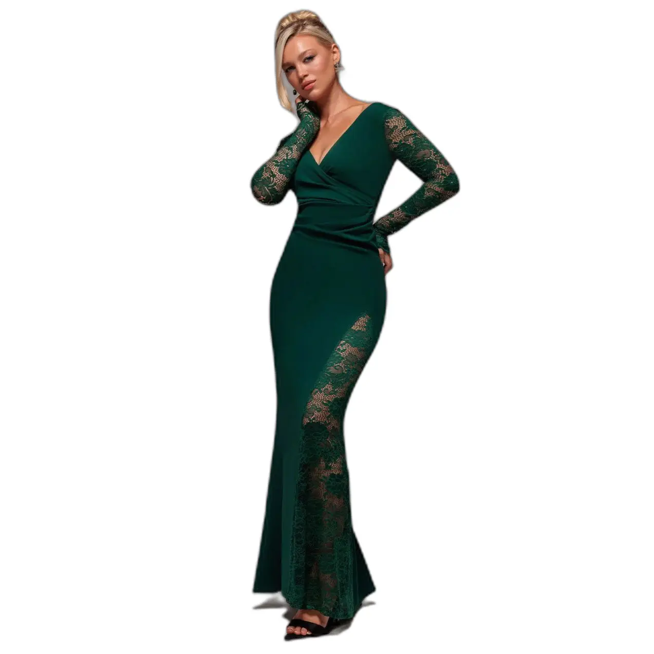 Goddiva Women's Vert Tight Dress Scuba & Lace