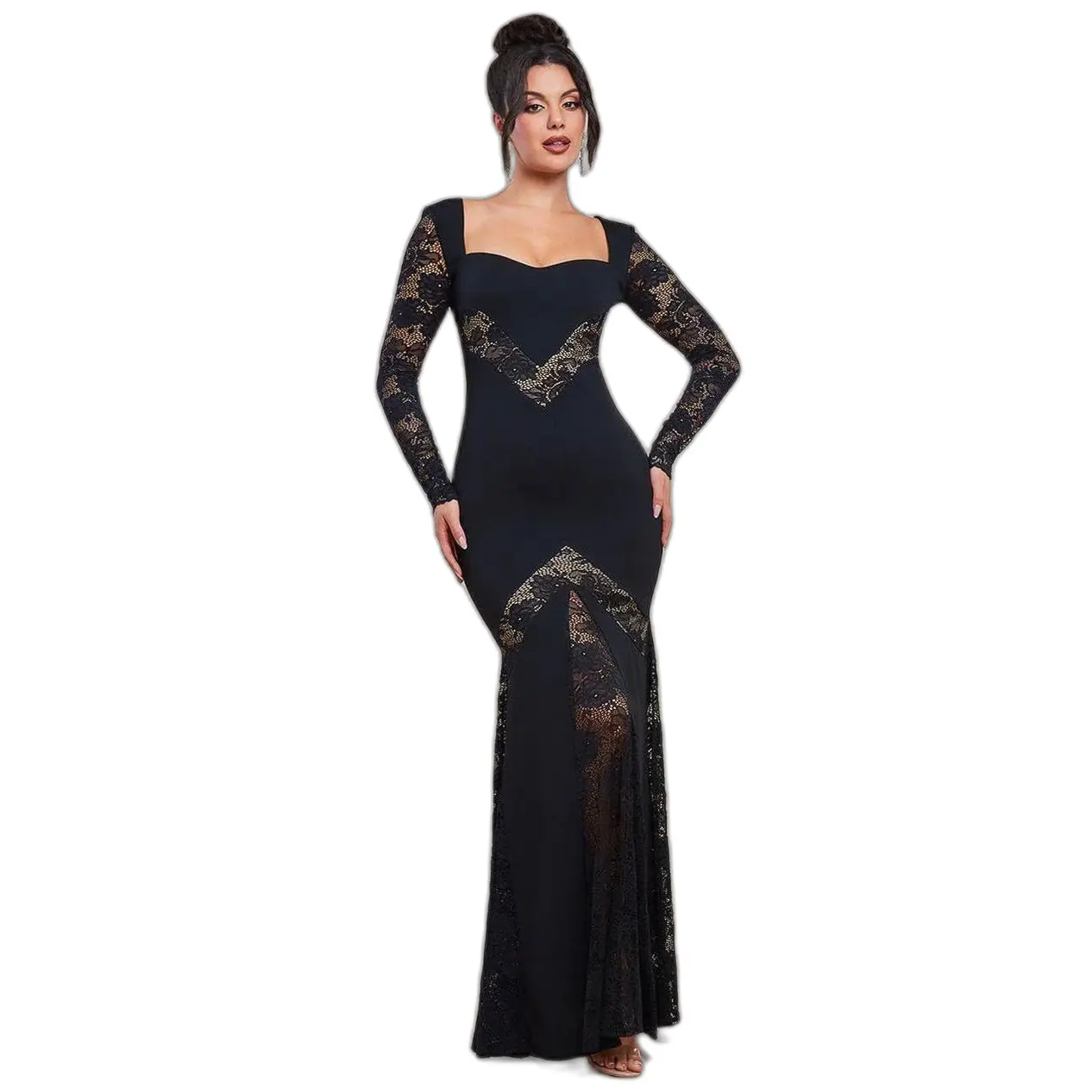 Image of Eng anliegendes Kleid für Damen Goddiva Scuba & Lace