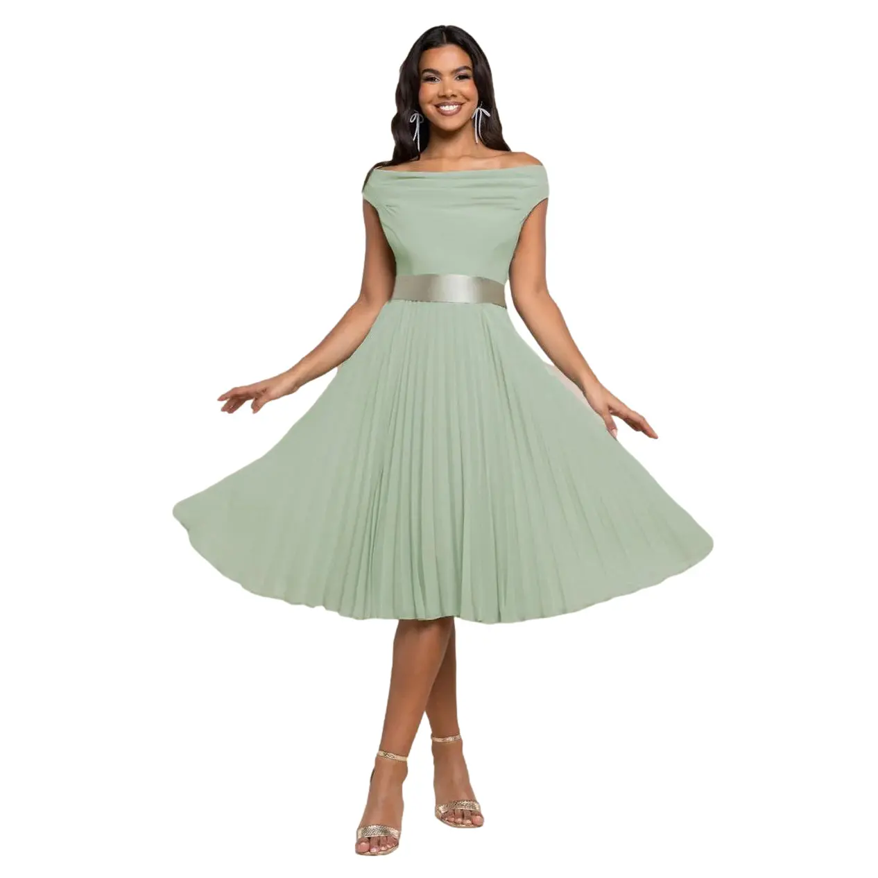 Women's A-line dress Goddiva A-Line Chiffon Pleated