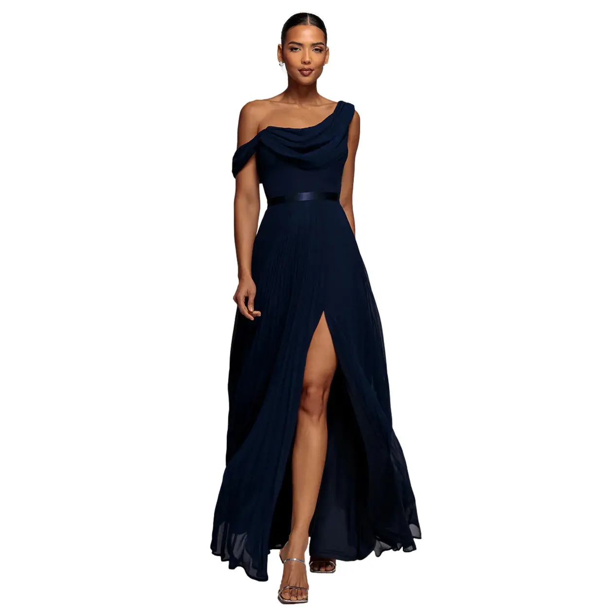 Asymmetrical A-Line Dress Women Goddiva A Line Chiffon