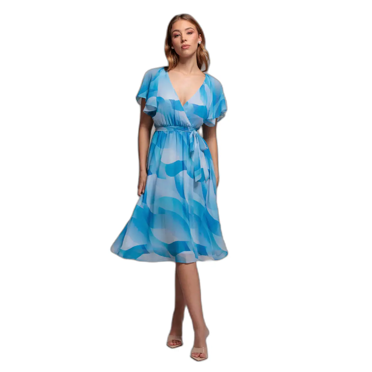 Druck Kleid Wickelkleid Damen Goddiva