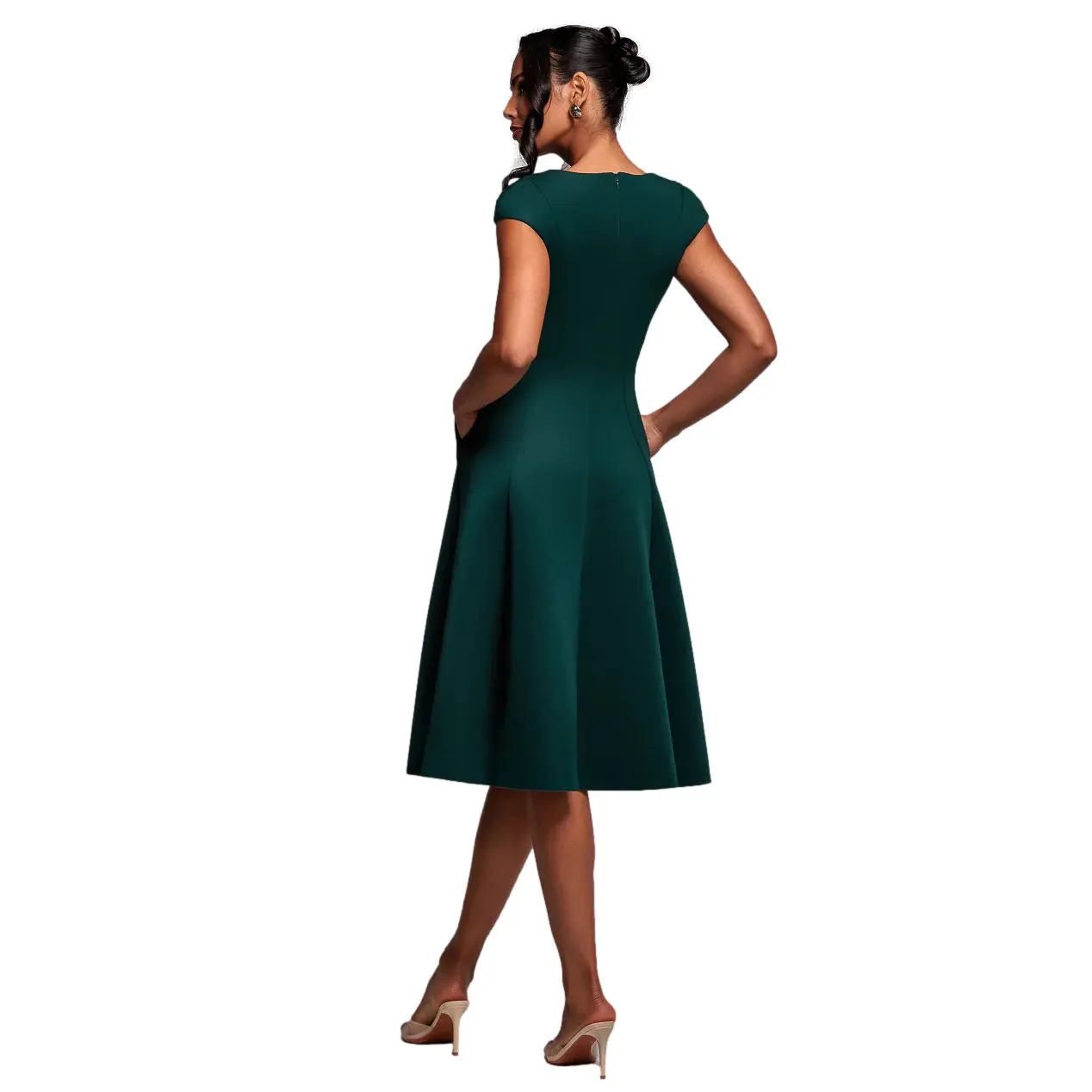 Image of V-Ausschnitt-Trapezkleid Damen Goddiva