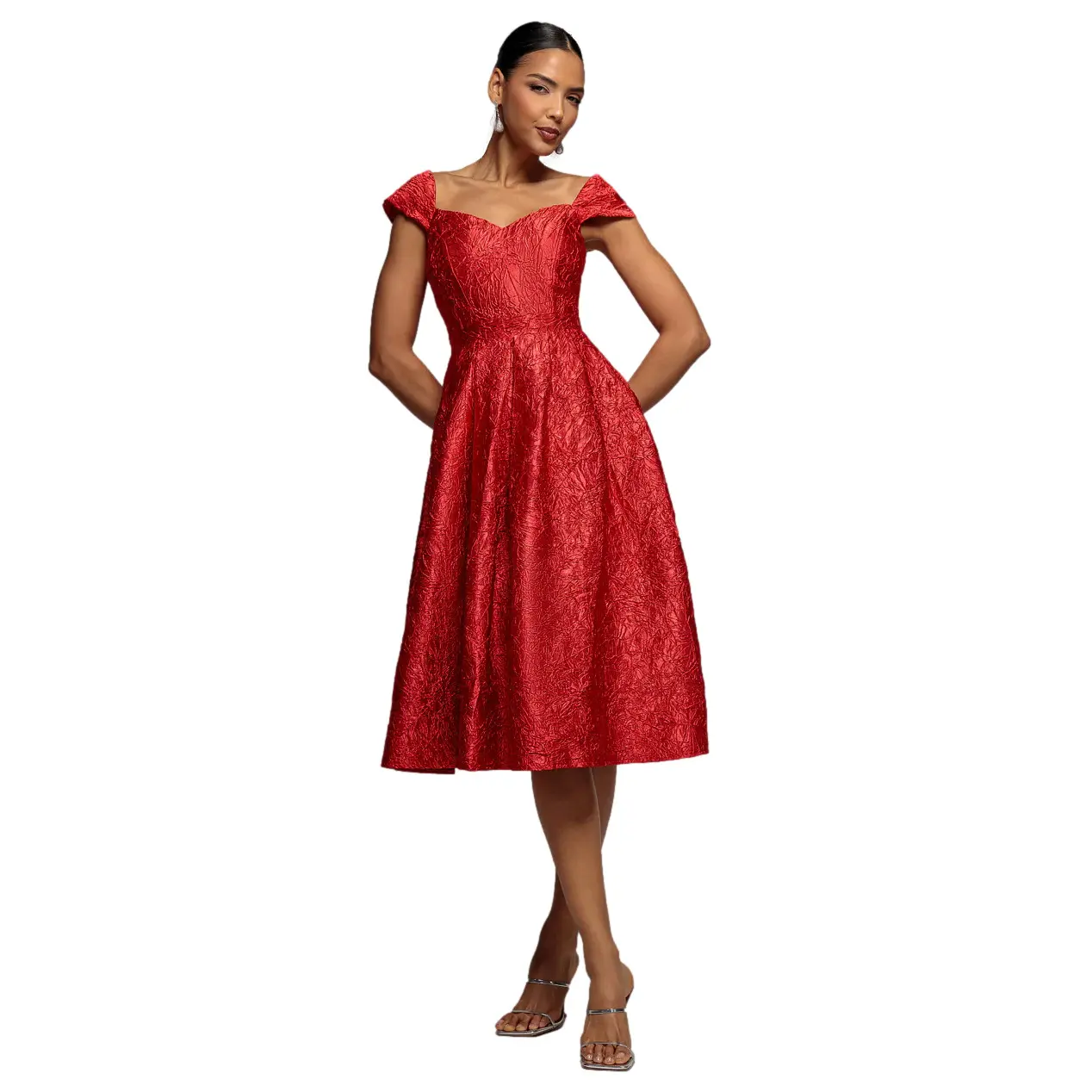 Pleated dress for women Goddiva Crushed Midi