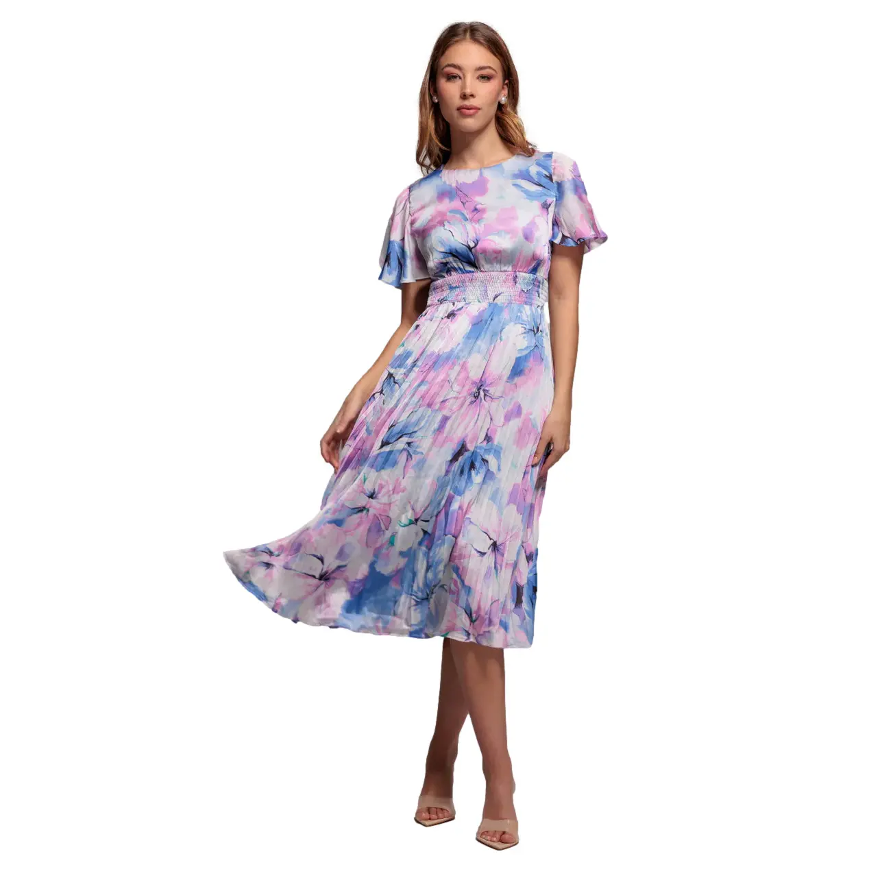Image of Plissee-Kleid für Damen Goddiva Flutter Midi