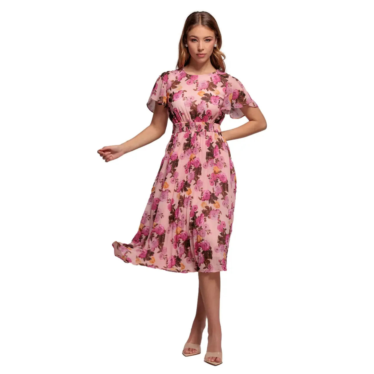 Pleated dress for women Goddiva Flutter Midi