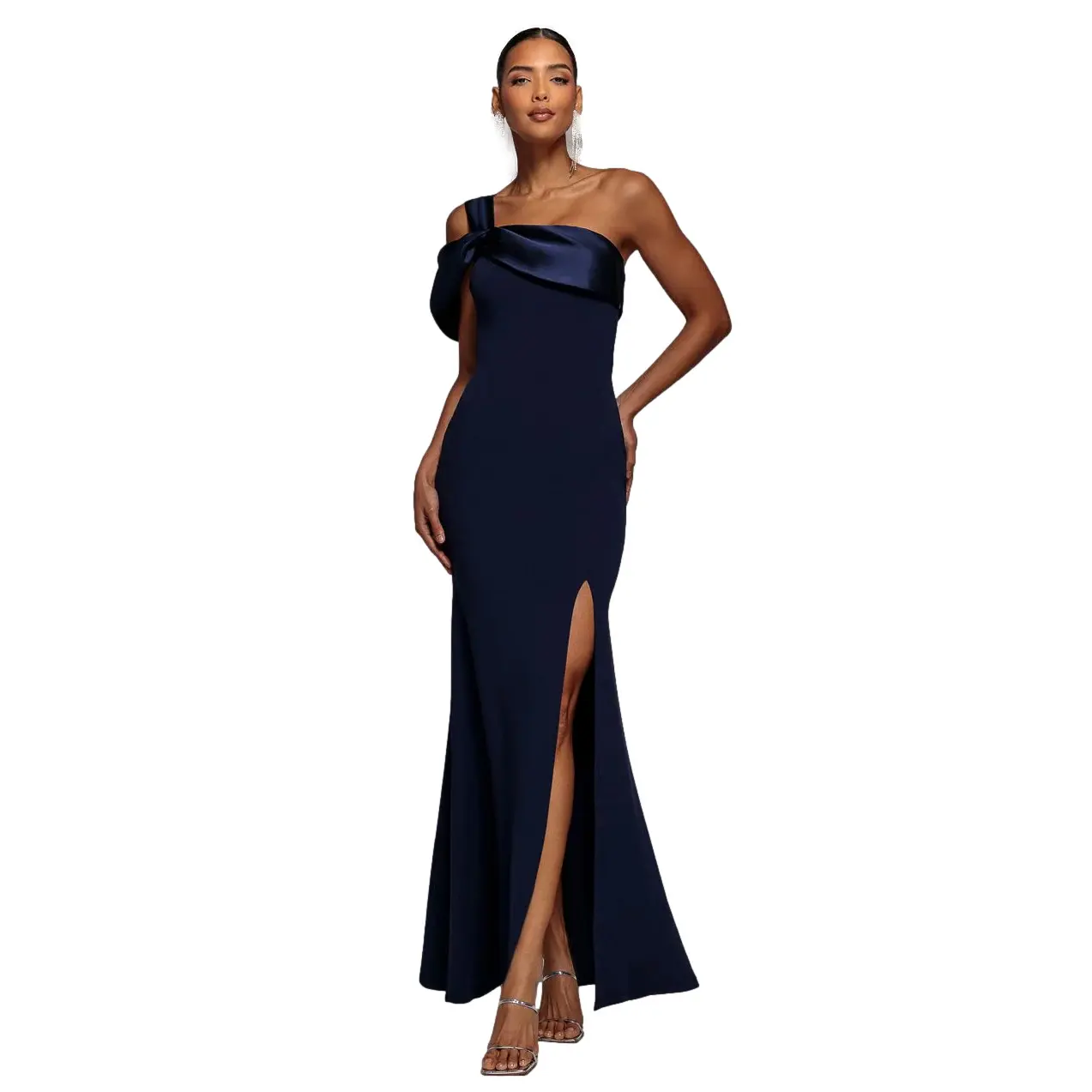 Abito asimmetrico in satin donna  Maxi