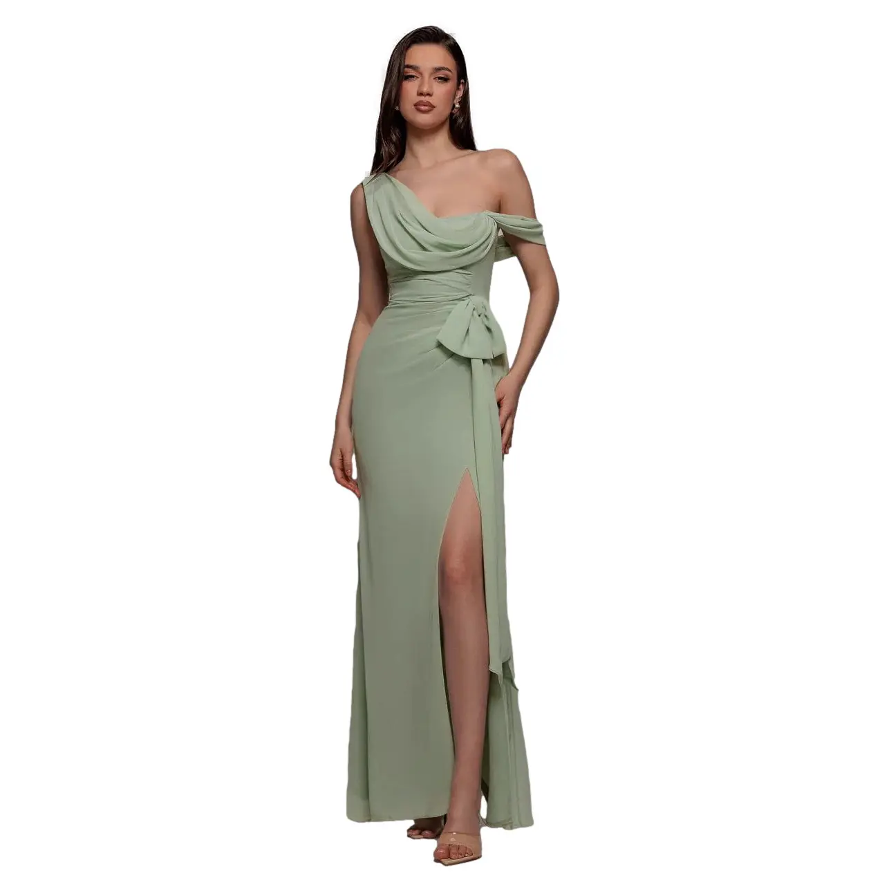 Goddiva Women's Vert Asymmetrical Dress Maxi