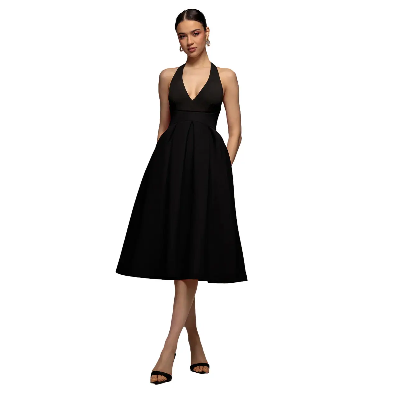 Pleated dress for women Goddiva Midaxi