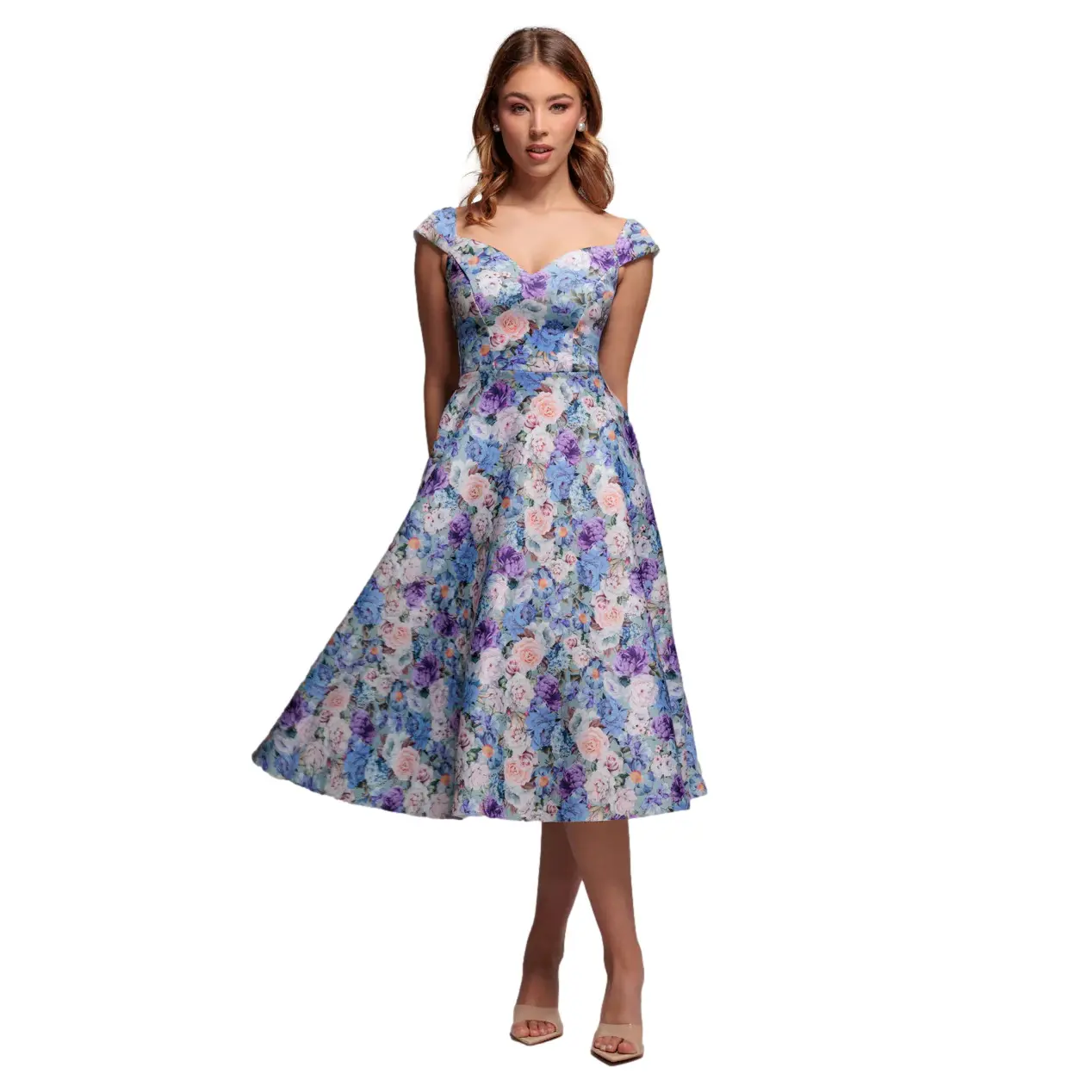 Image of Kleid Damen Goddiva Floral Print A-Line Midi