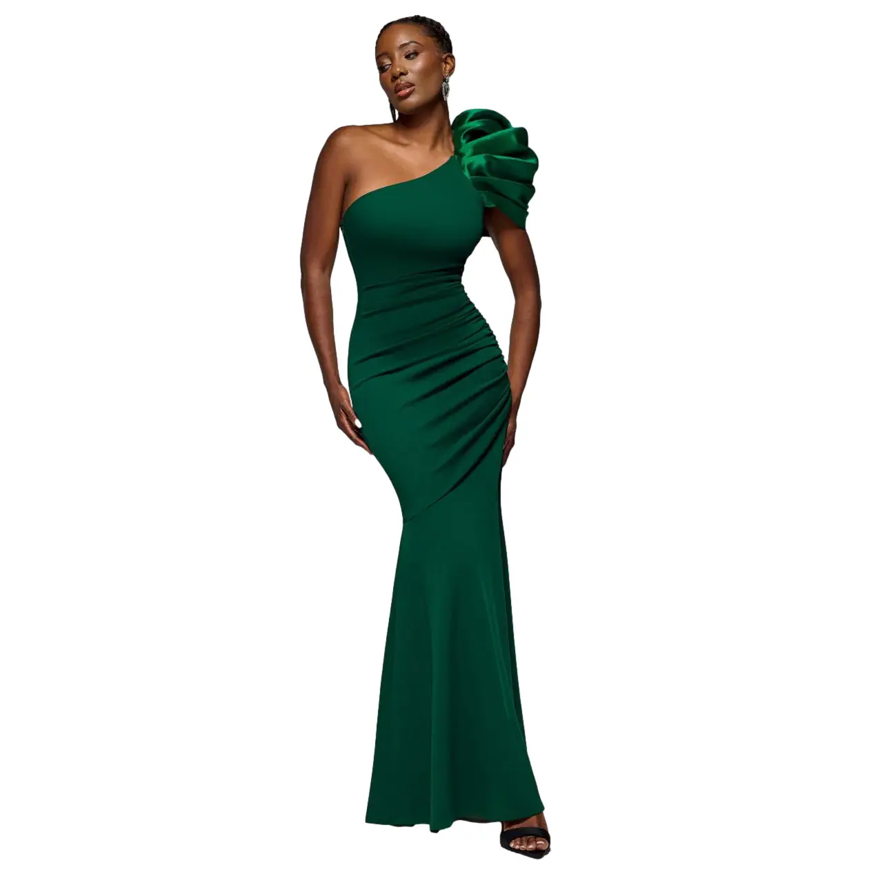 Robe moulante lunga asimmetrica in satin donna