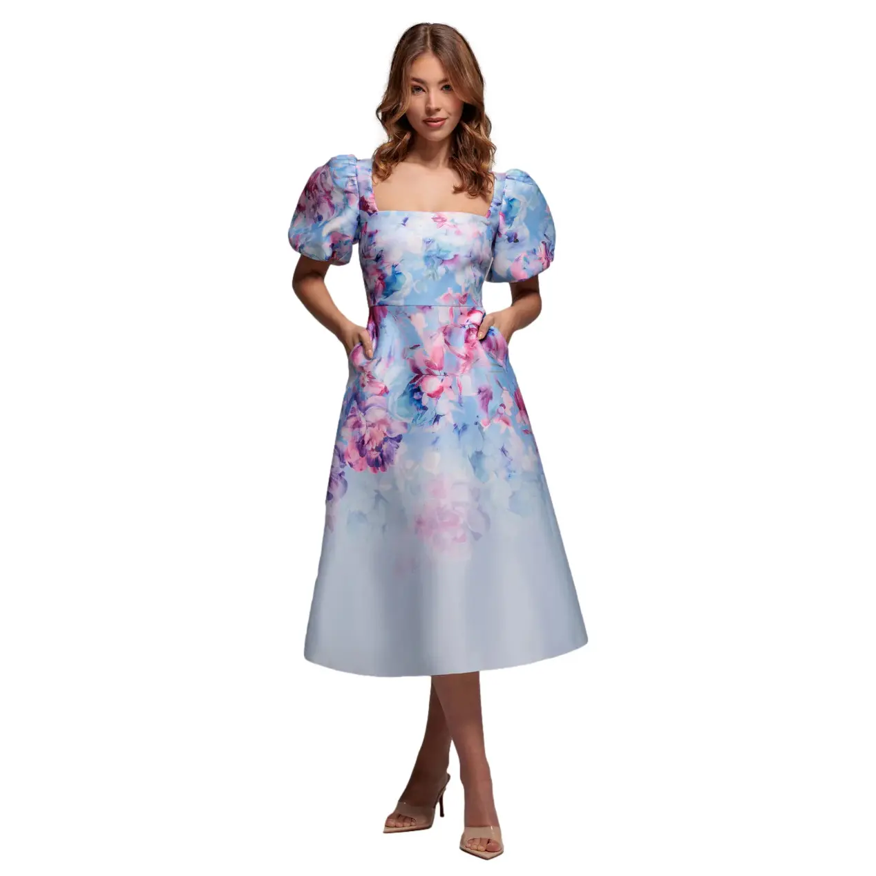 Image of Kleid Puffärmel Damen Goddiva Midi