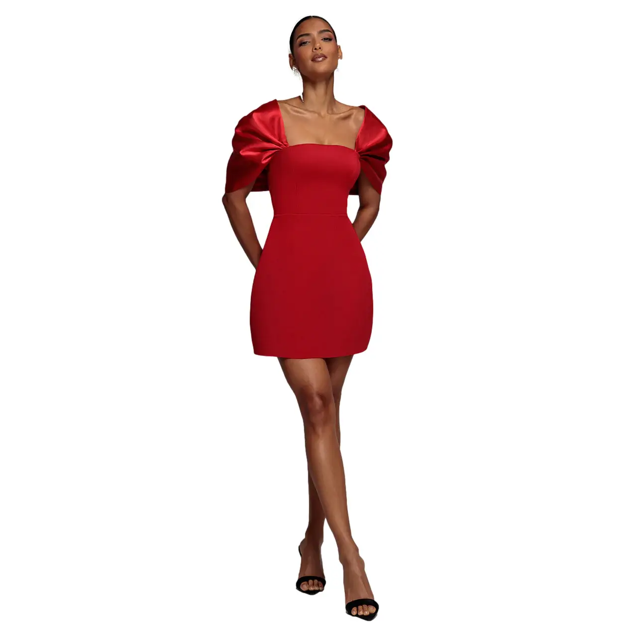 Goddiva Women's Rouge ’S Off-Shoulder Scuba Satin Dress Mini