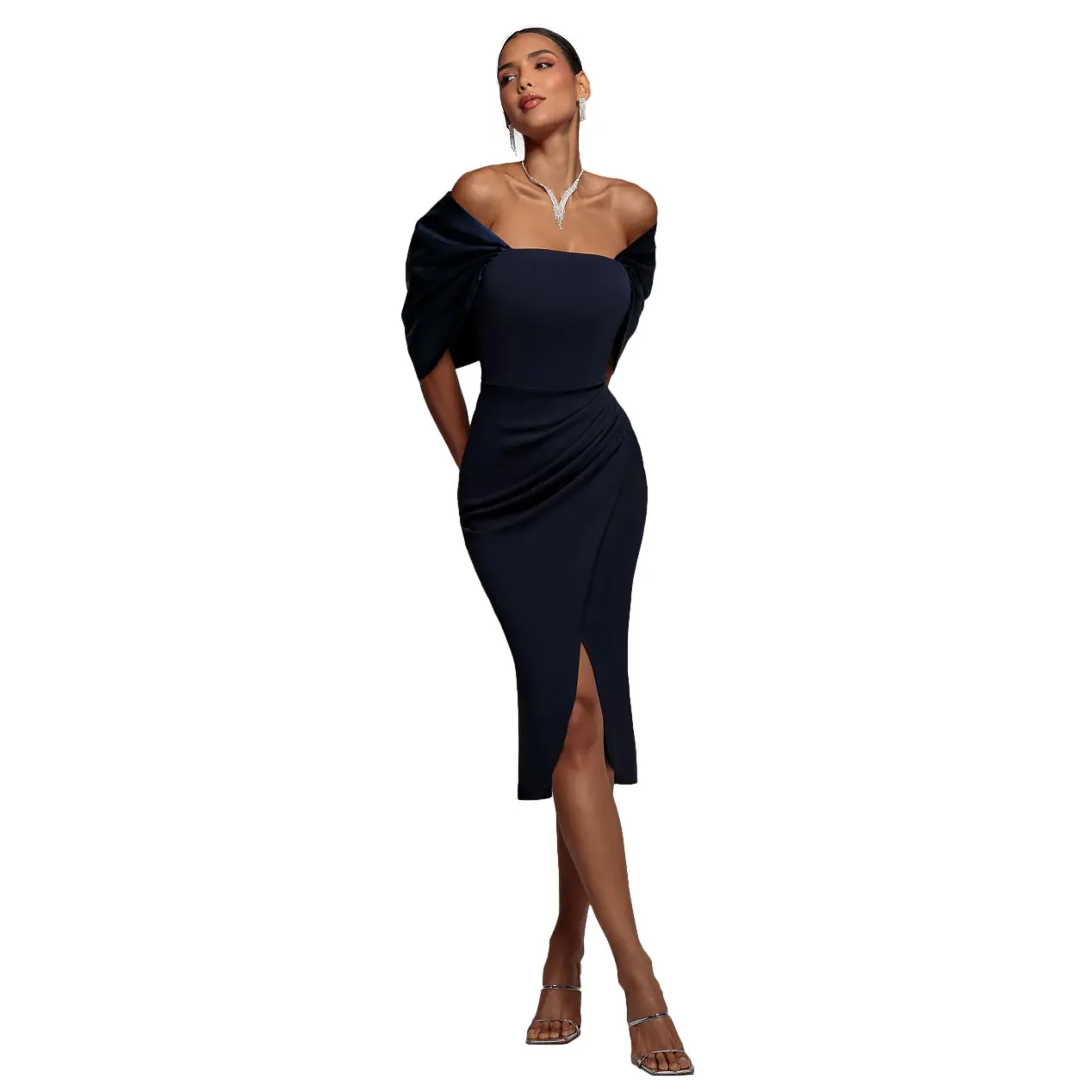 Off-Shoulder Dress with Bow Women Goddiva
