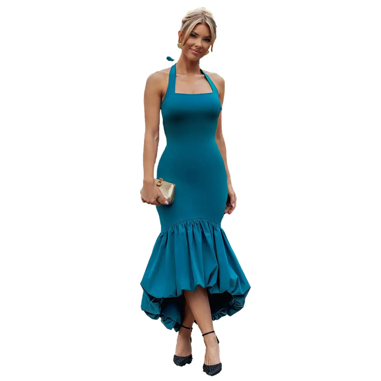Robe moulante con orlo a balze donna  Midaxi