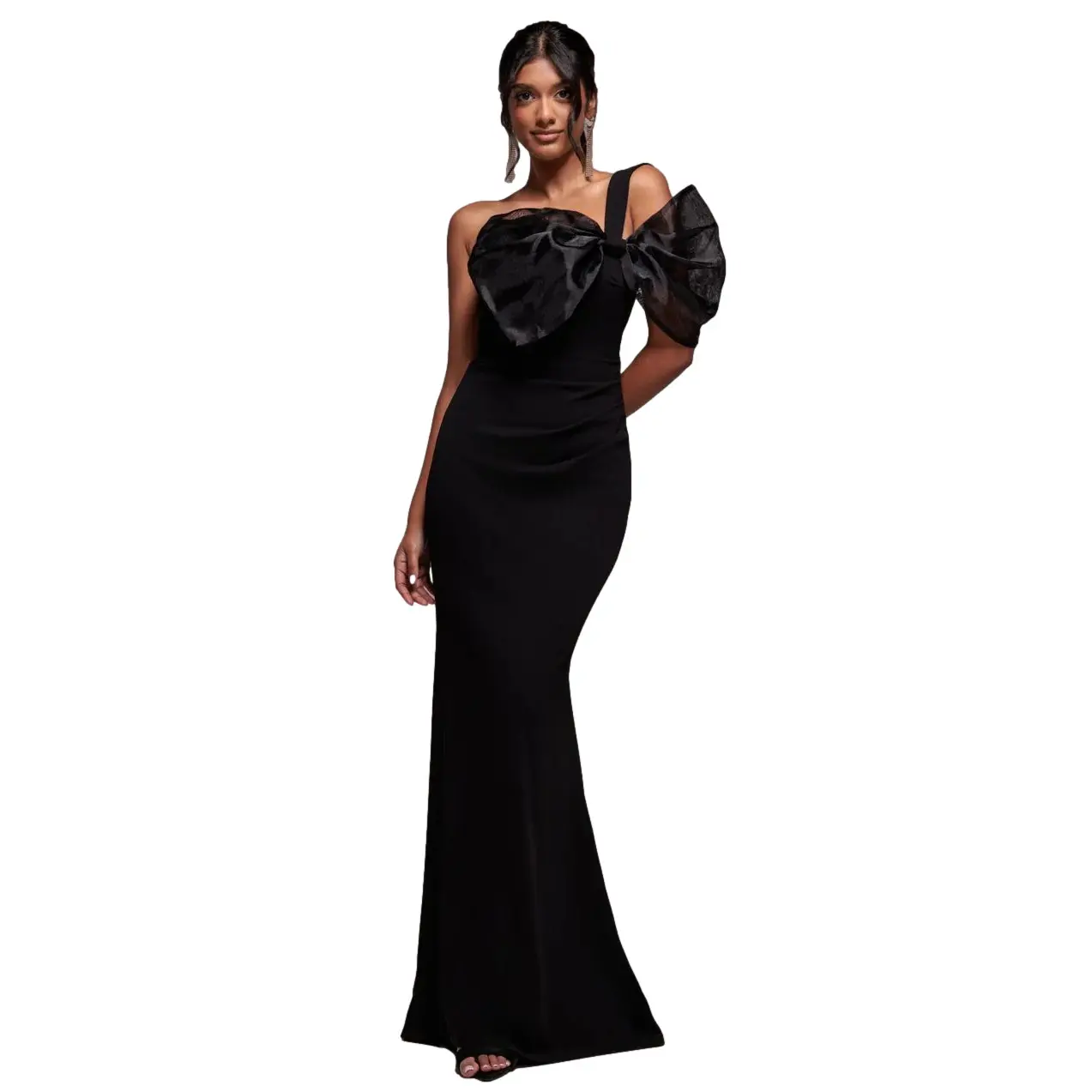 Women's Asymmetrical Maxi Bodycon Dress in Crepe Goddiva