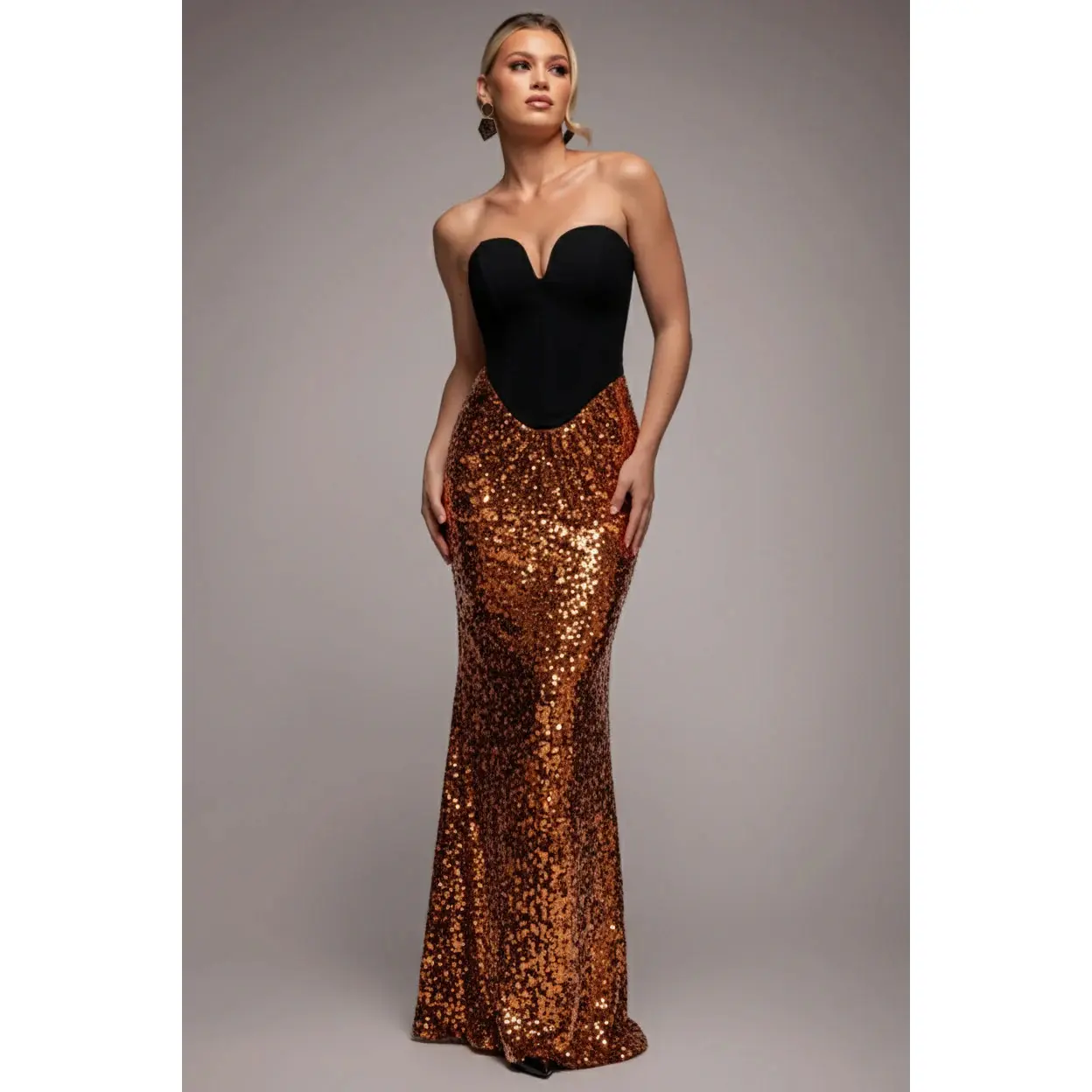 Image of Bustier Kleid aus Crêpe und Pailletten Damen Goddiva Scuba