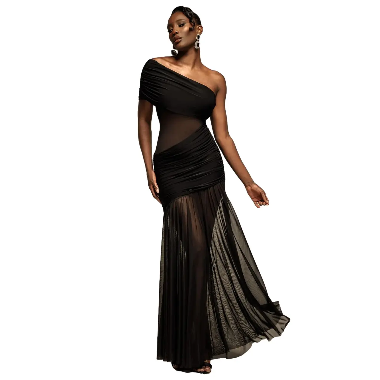 Image of Asymmetrisches enganliegendes Kleid für Frauen Goddiva Maxi