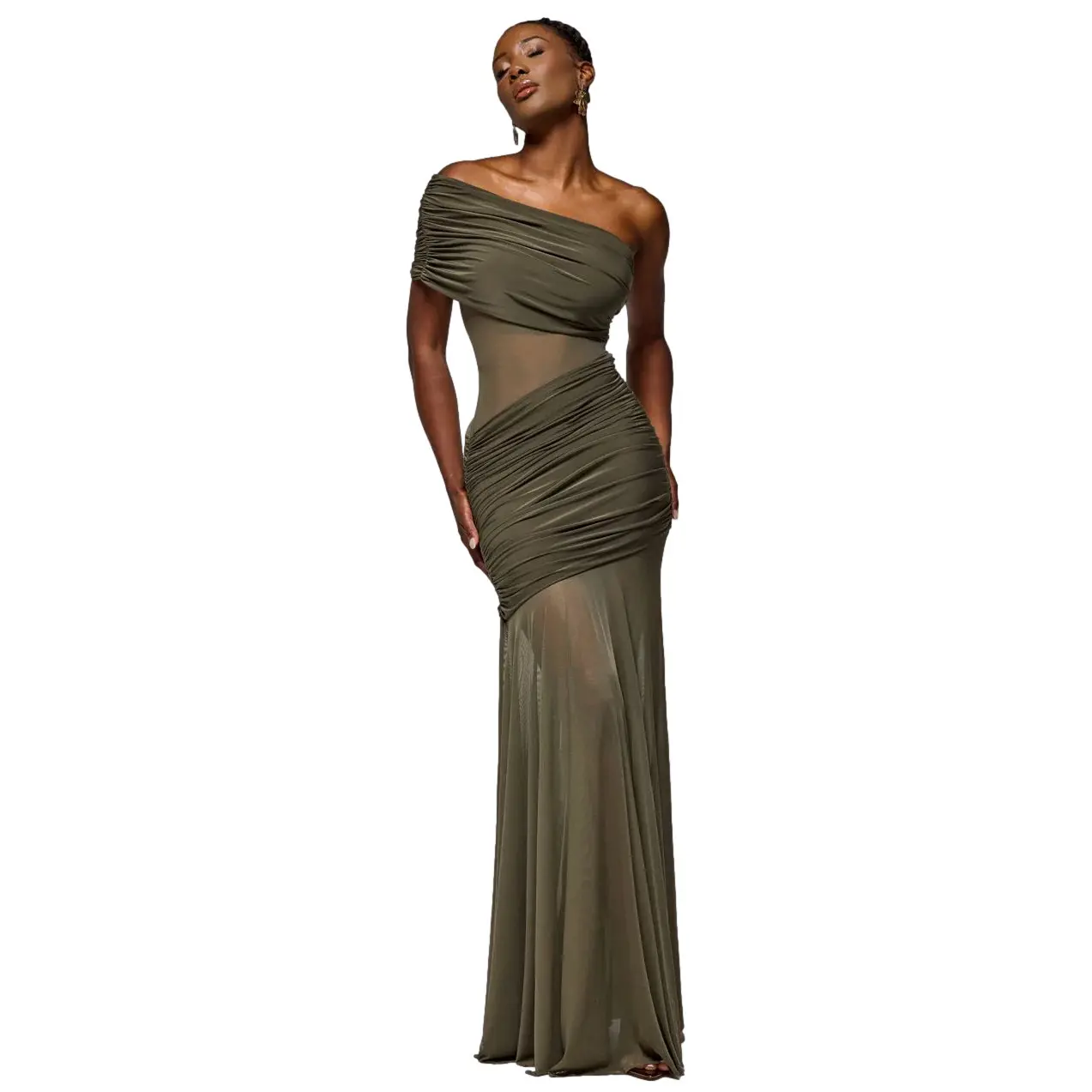 Asymmetrisches enganliegendes Kleid für Frauen Goddiva Maxi