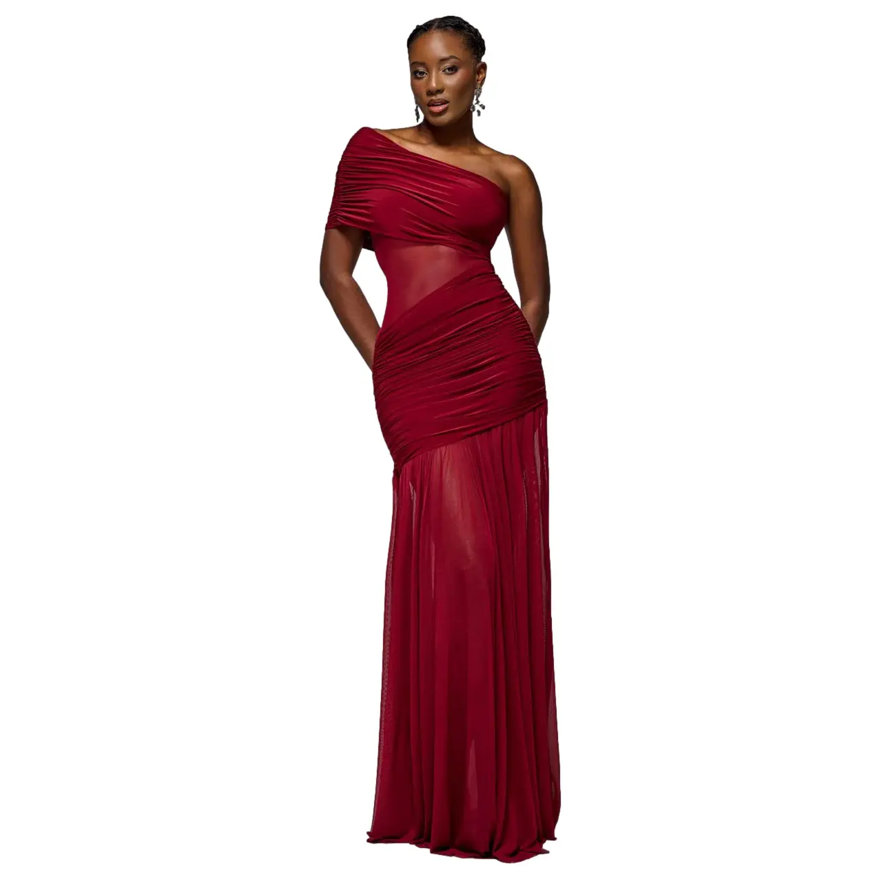 Asymmetrisches enganliegendes Kleid für Frauen Goddiva Maxi