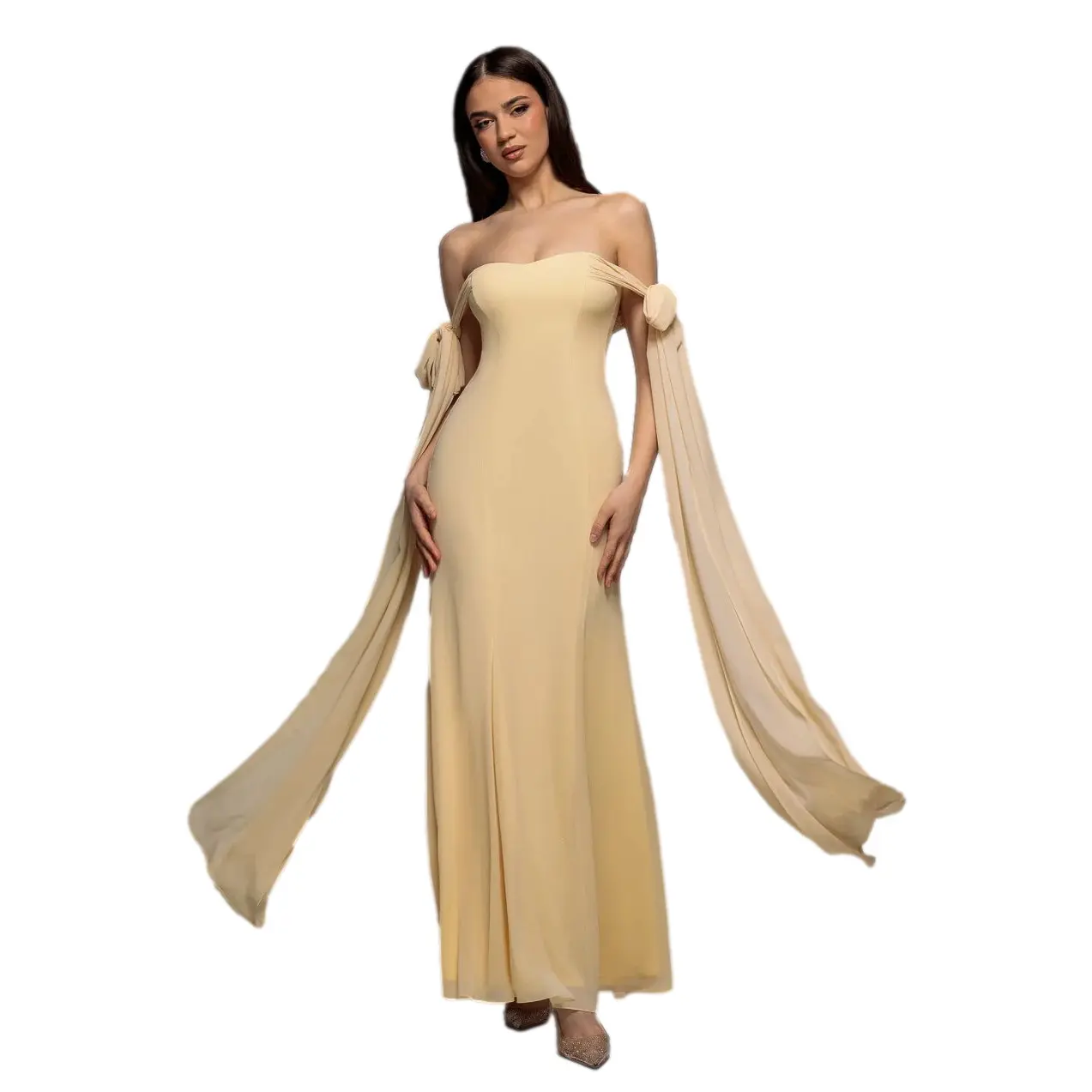 Damen Chiffonkleid Goddiva Maxi