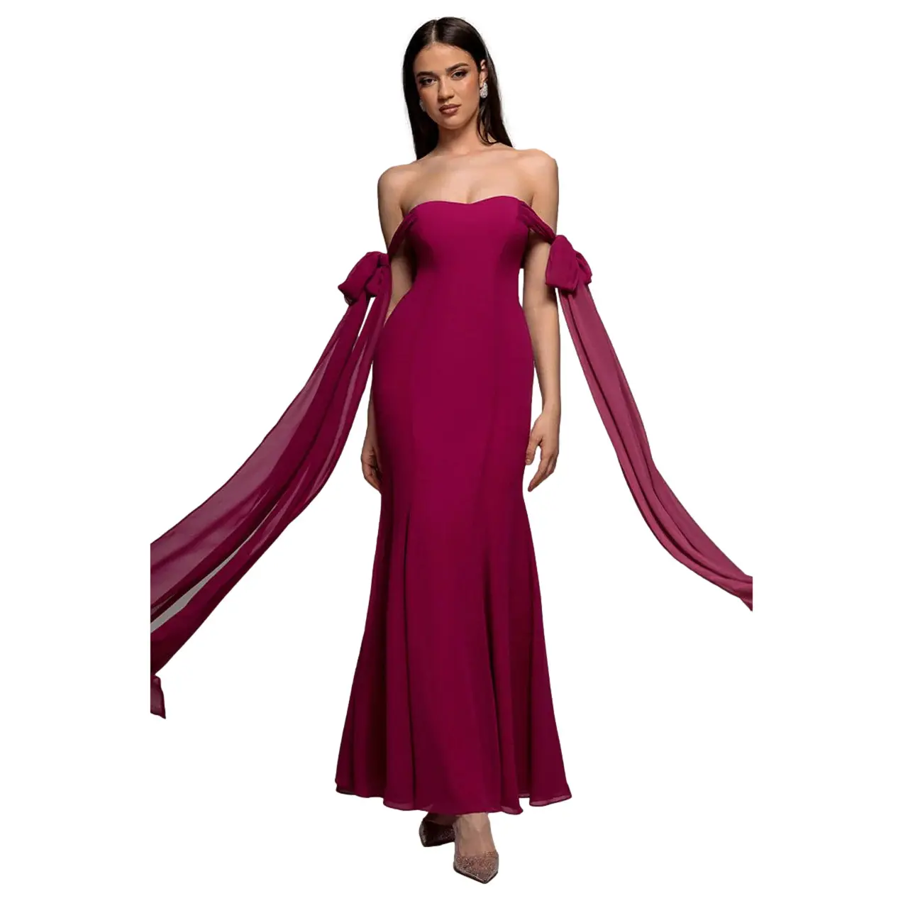 Damen Chiffonkleid Goddiva Maxi