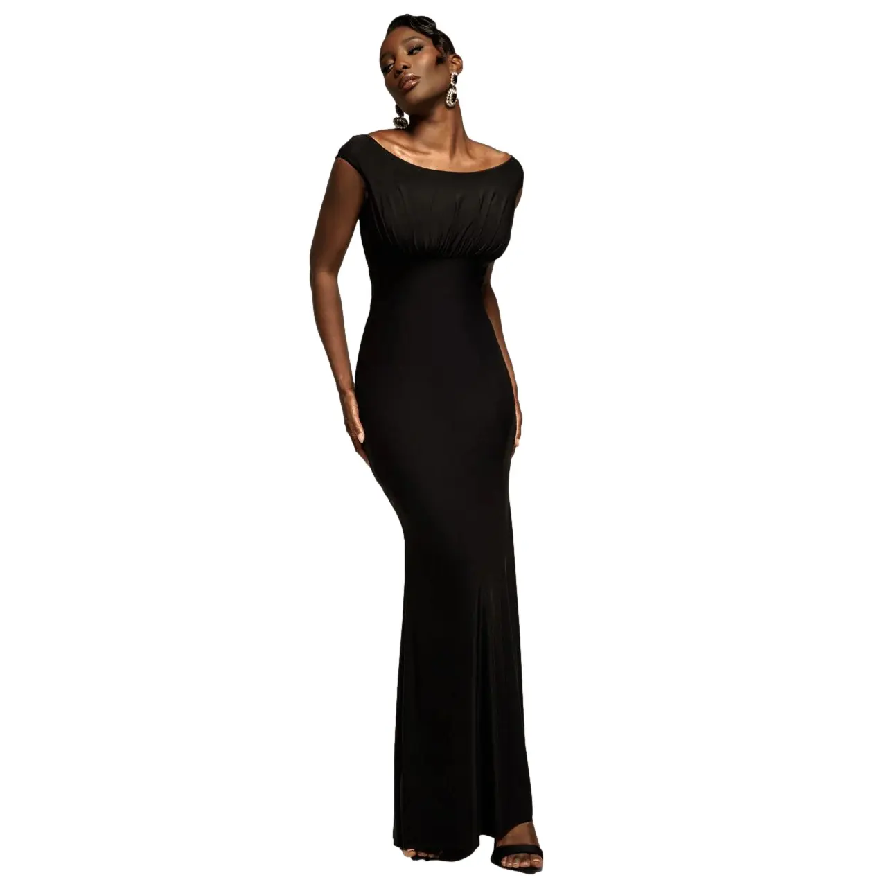 Image of Kleid Damen Goddiva Open Back Cowl Neck Gathered Maxi