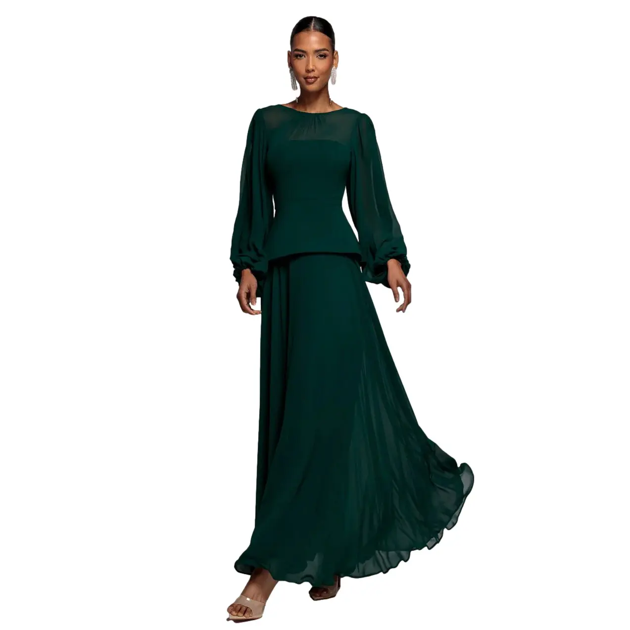 Damenbluse mit Puffärmeln Goddiva Maxi