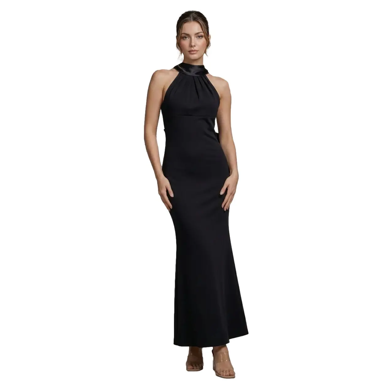Image of Satin-Kleid, Damen Goddiva Maxi Multi Tie