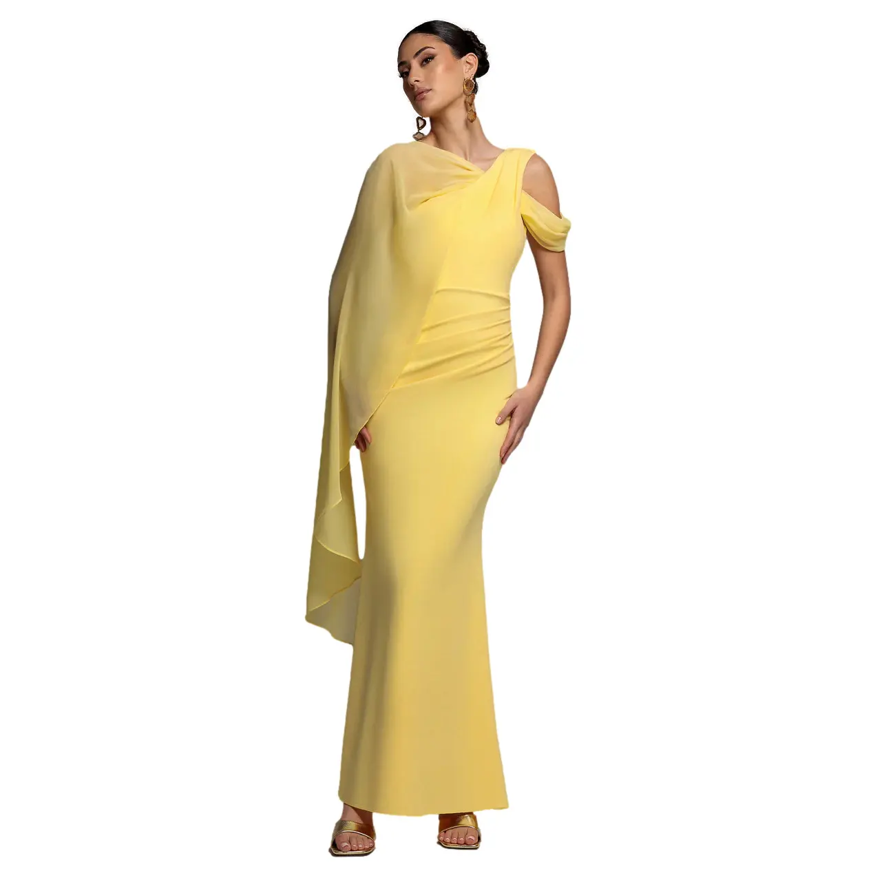 Image of Asymmetrisches Kleid aus Musselin Damen Goddiva Maxi