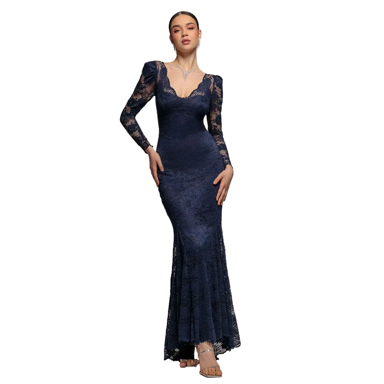 Robe col V in pizzo smerlato donna  Maxi
