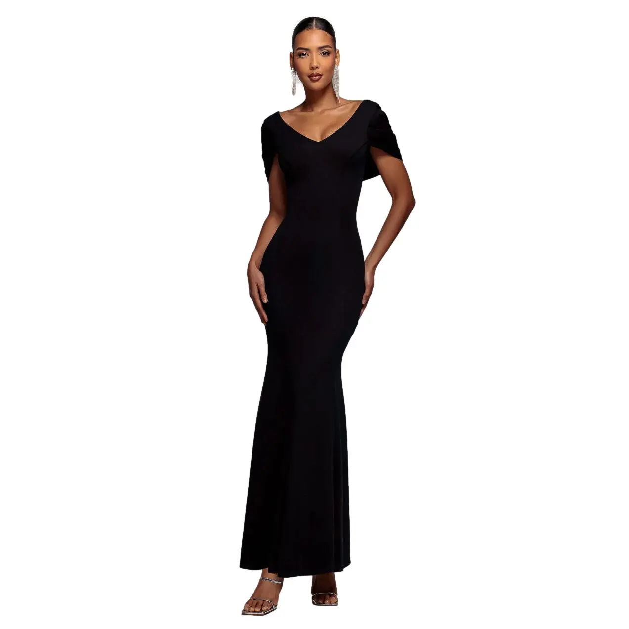Image of Damen V-Ausschnitt Kleid Goddiva Maxi