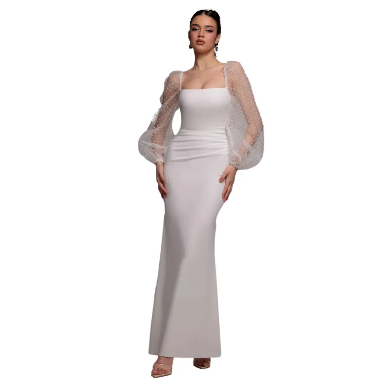 Kleid Damen Goddiva Organza Maxi