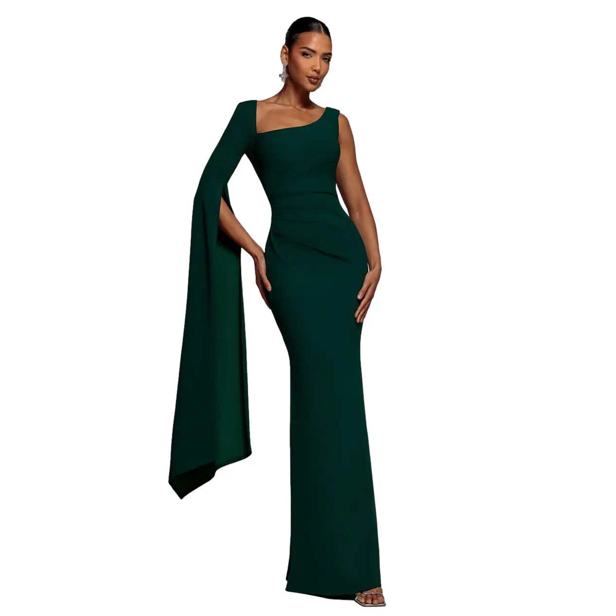 Asymmetrisches Cape-Ärmelkleid Damen Goddiva Maxi