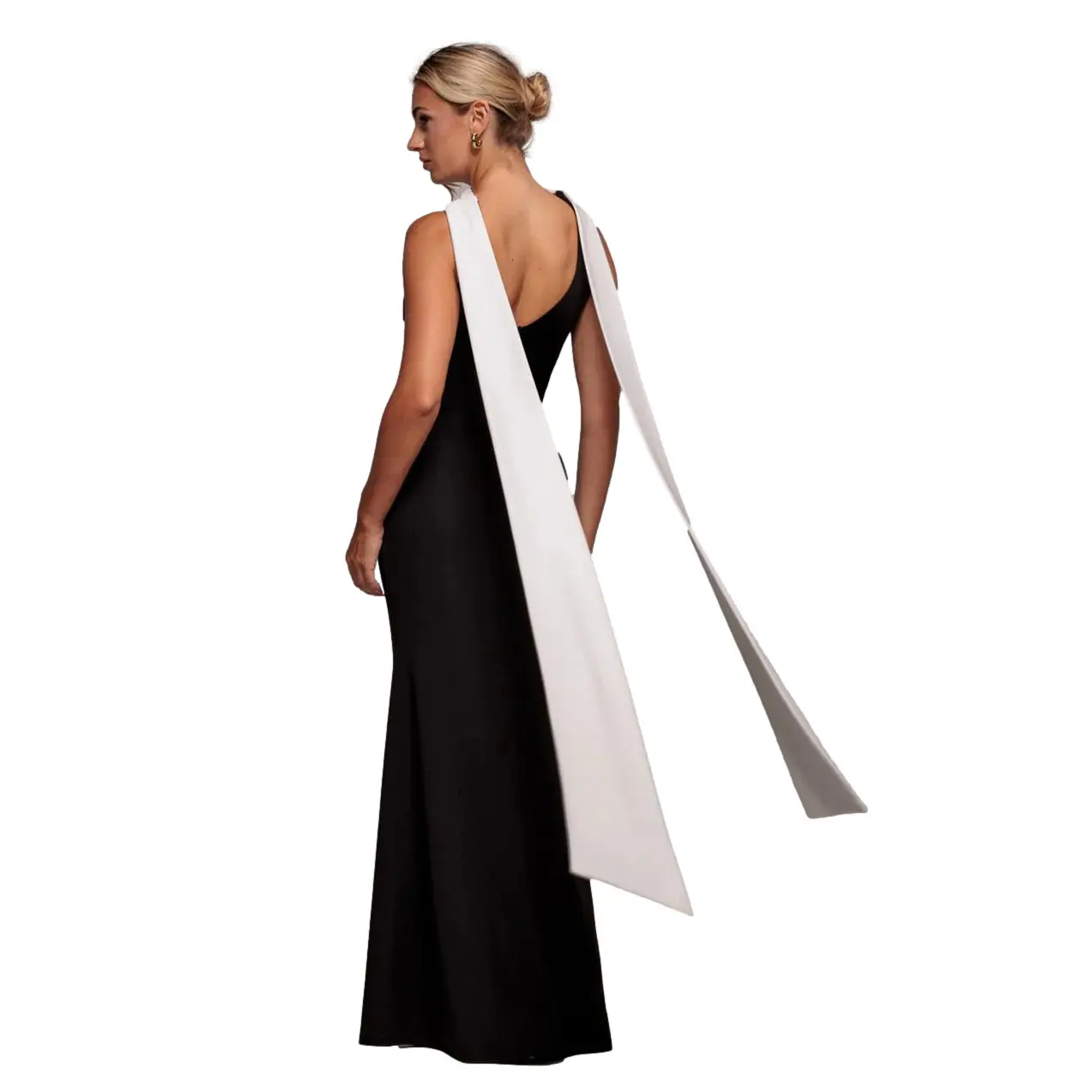 Robe incrociata in crepe a contrasto con cintura donna