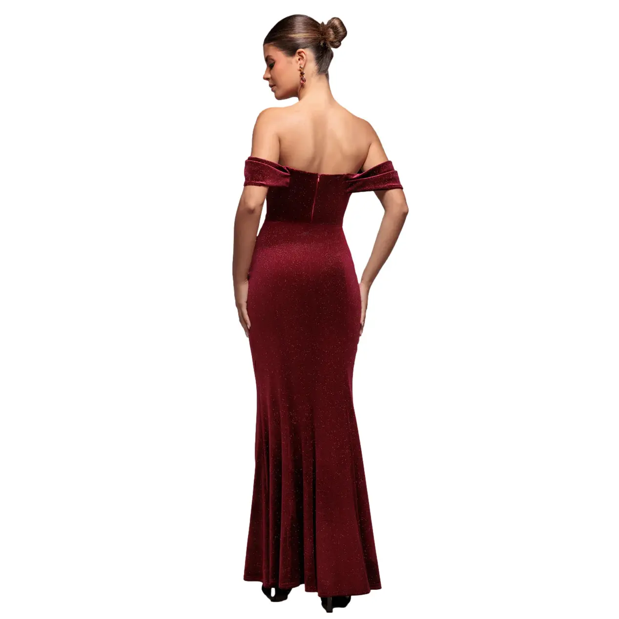 Image of Eng anliegendes Kleid mit Wasserfallkragen Damen Goddiva Maxi
