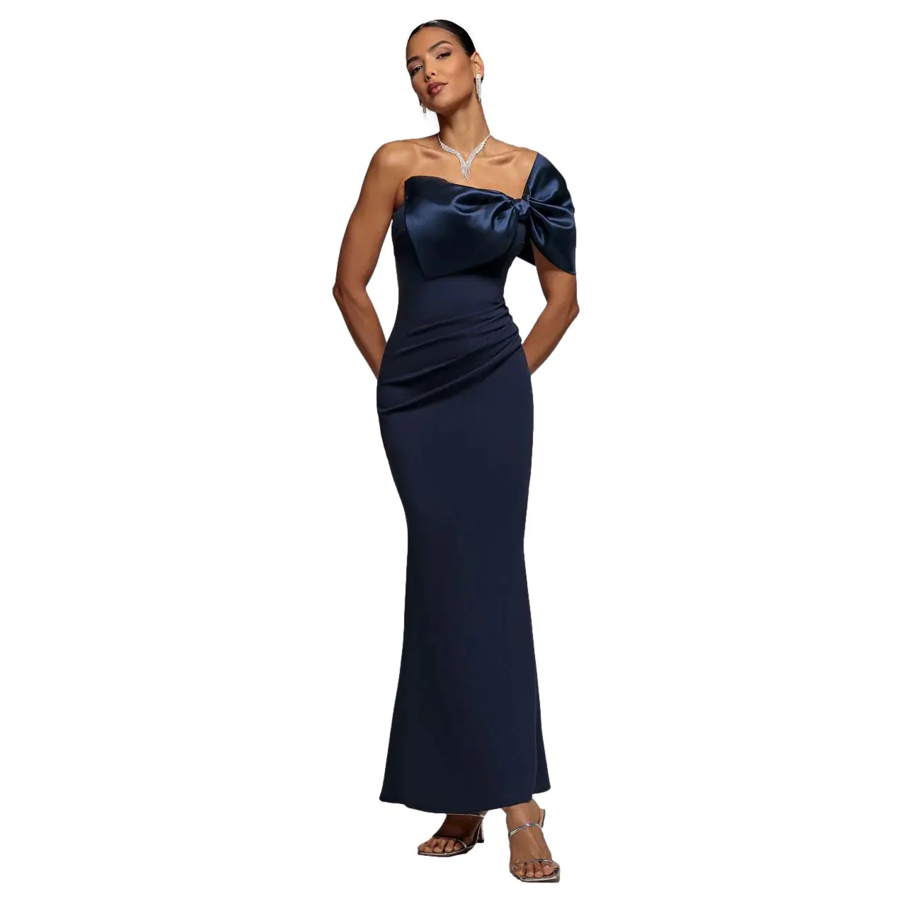 Satinartige Schmale Kleid mit Off-Shoulder für Damen Goddiva Maxi