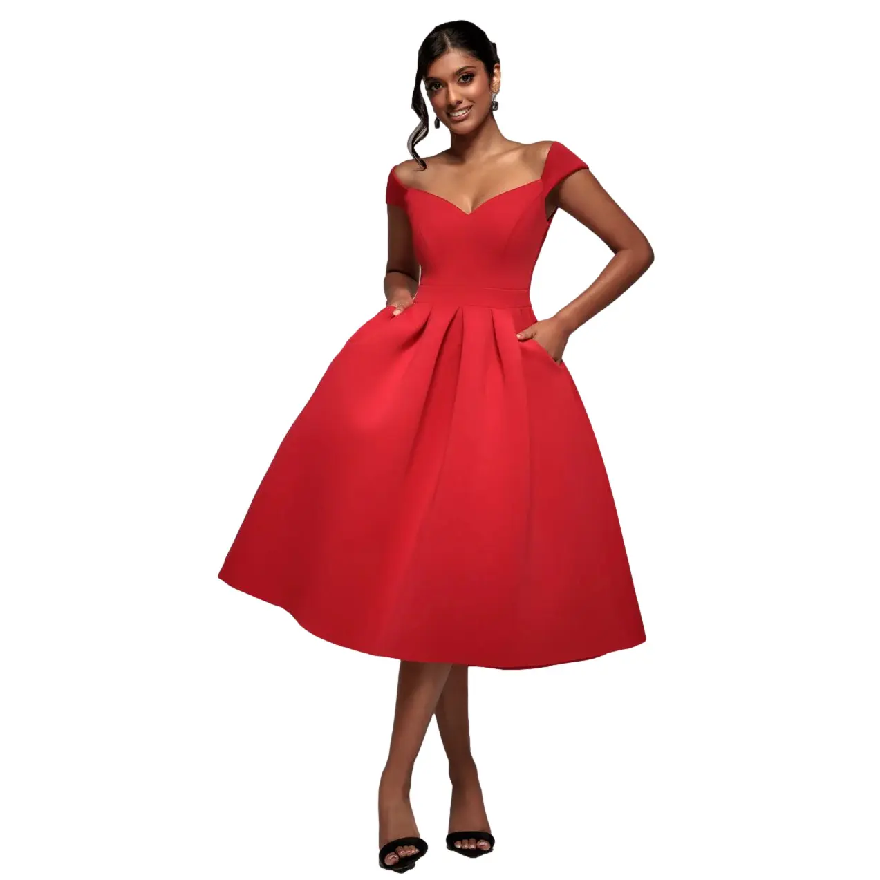 5056120232468 - Kleid Damen Scuba Foam Skater Midi