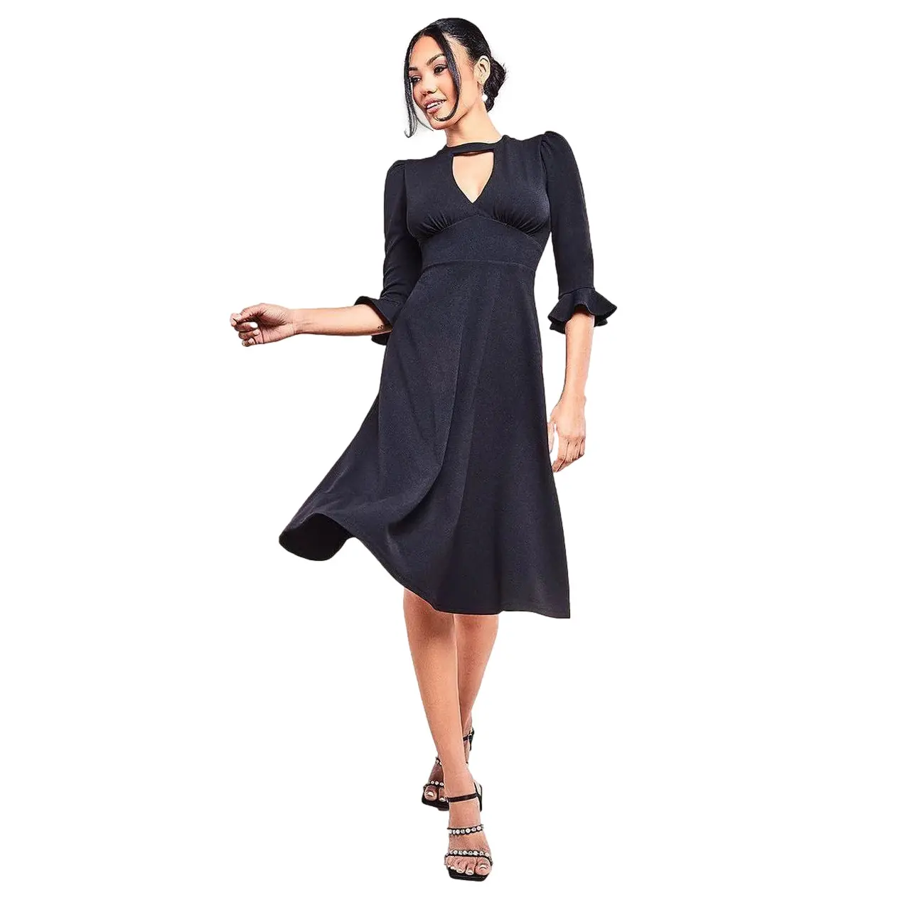 5056120232628 - Frauenkleid mit weitem Ärmel Midi